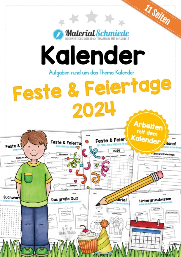 Kalender – Feste & Feiertage (11 Arbeitsblätter)