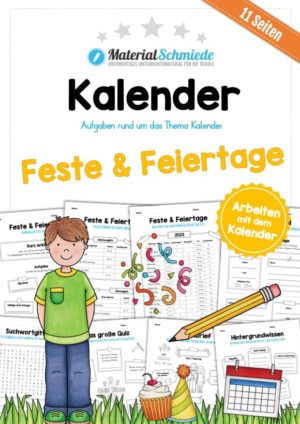 Kalender - Feste & Feiertage (11 Arbeitsblätter)