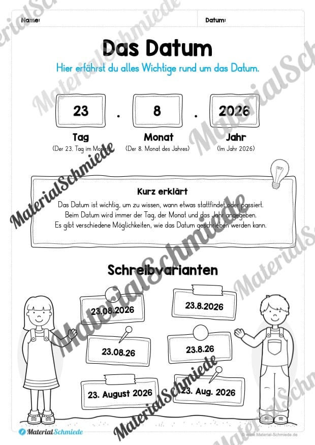 Arbeitsheft Kalender: Grundwissen & Datum (Arbeitsblatt 02) Arbeitsheft Kalender: Grundwissen & Datum (Arbeitsblatt 02)