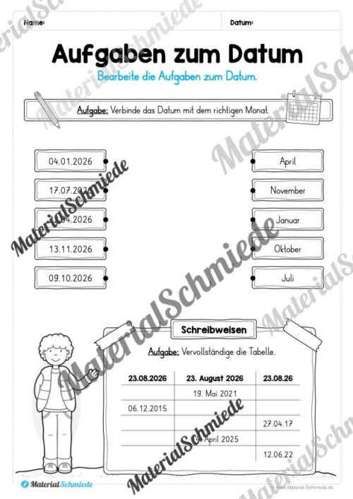 Arbeitsheft Kalender: Grundwissen & Datum (Arbeitsblatt 05)