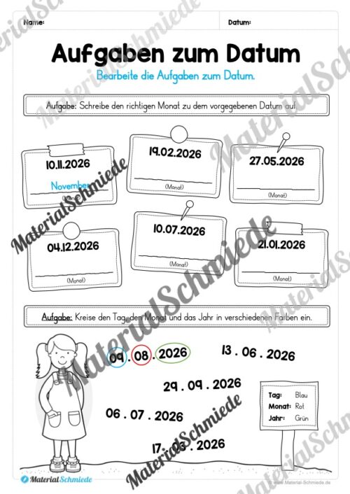 Arbeitsheft Kalender: Grundwissen & Datum (Arbeitsblatt 06)