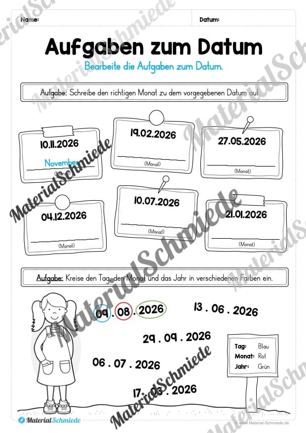 Arbeitsheft Kalender: Grundwissen & Datum (Arbeitsblatt 06) Arbeitsheft Kalender: Grundwissen & Datum (Arbeitsblatt 06)