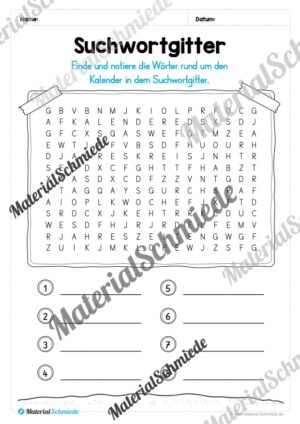Arbeitsheft Kalender: Grundwissen & Datum (Arbeitsblatt 07) Arbeitsheft Kalender: Grundwissen & Datum (Arbeitsblatt 07)
