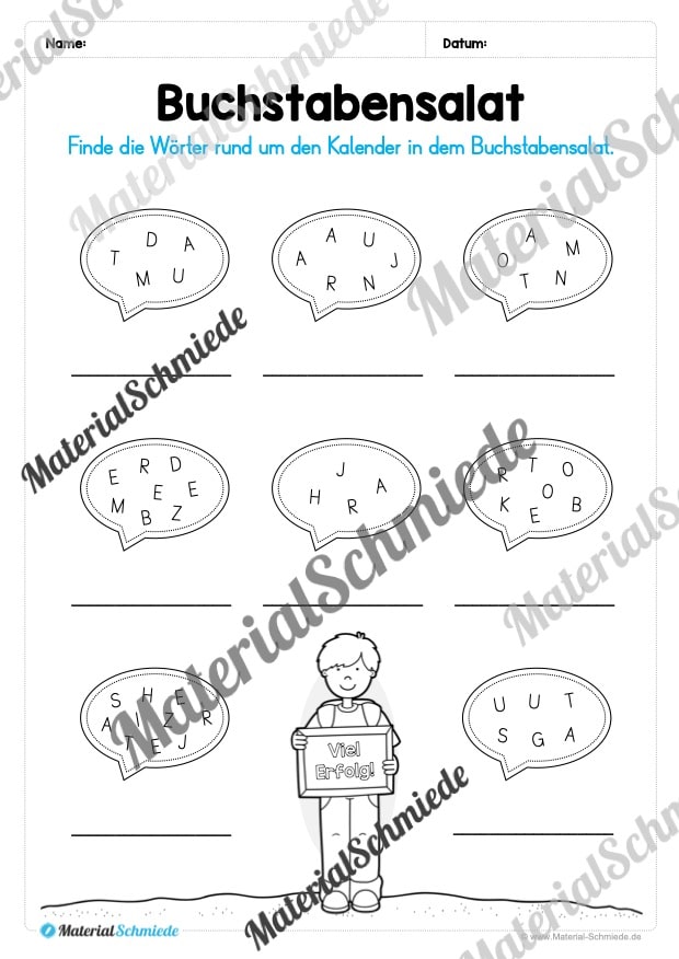 Arbeitsheft Kalender: Grundwissen & Datum (Arbeitsblatt 08) Arbeitsheft Kalender: Grundwissen & Datum (Arbeitsblatt 08)