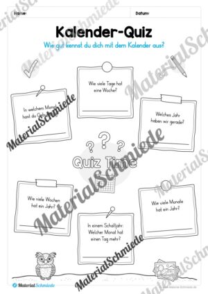 Arbeitsheft Kalender: Grundwissen & Datum (Arbeitsblatt 09) Arbeitsheft Kalender: Grundwissen & Datum (Arbeitsblatt 09)
