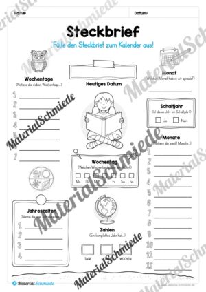 Arbeitsheft Kalender: Grundwissen & Datum (Arbeitsblatt 10) Arbeitsheft Kalender: Grundwissen & Datum (Arbeitsblatt 10)