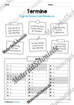 Arbeitsheft Kalender: Grundwissen & Datum (Arbeitsblatt 11) Arbeitsheft Kalender: Grundwissen & Datum (Arbeitsblatt 11)