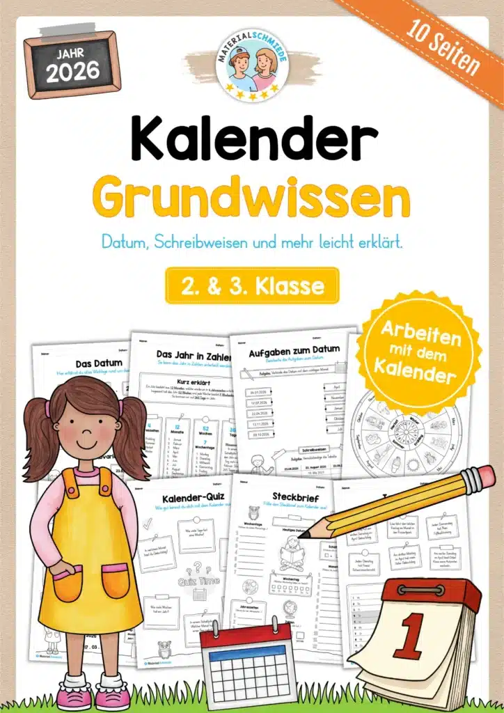 Arbeitsheft Kalender: Grundwissen & Datum (10 Arbeitsblätter)