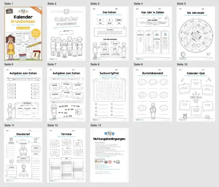 Arbeitsheft Kalender: Grundwissen & Datum (Überblick) Arbeitsheft Kalender: Grundwissen & Datum (Überblick)