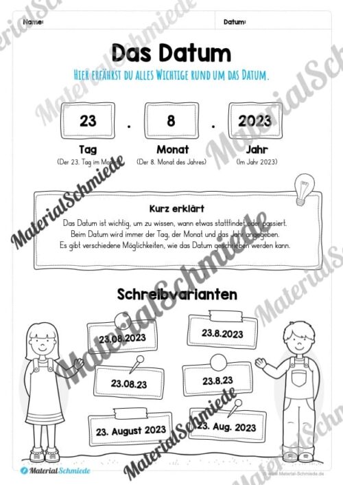 Kalender: Grundwissen & Datum (10 Arbeitsblätter)