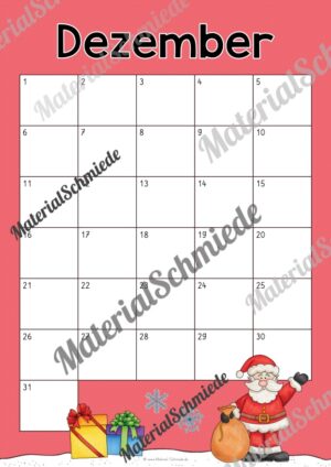 Kalender: Wiederverwendbare Vorlagen zu den Monaten (Dezember)