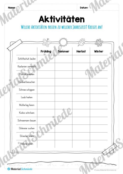 Kalender - Thema Jahreszeiten (Vorschau 08)