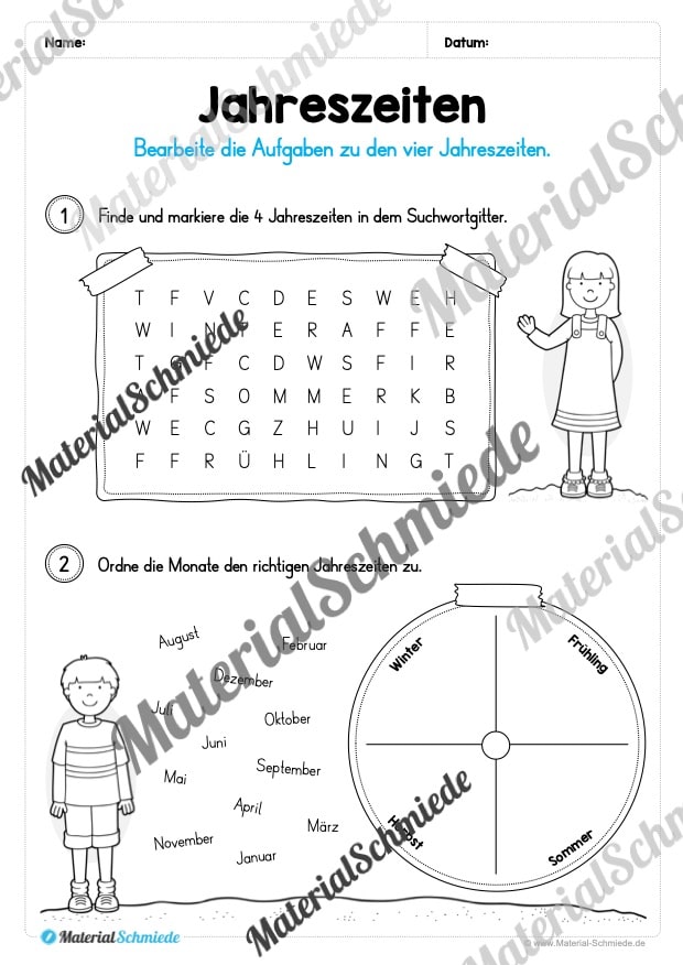 Kalender: Thema Jahreszeiten (Arbeitsblatt 03) Kalender: Thema Jahreszeiten (Arbeitsblatt 03)