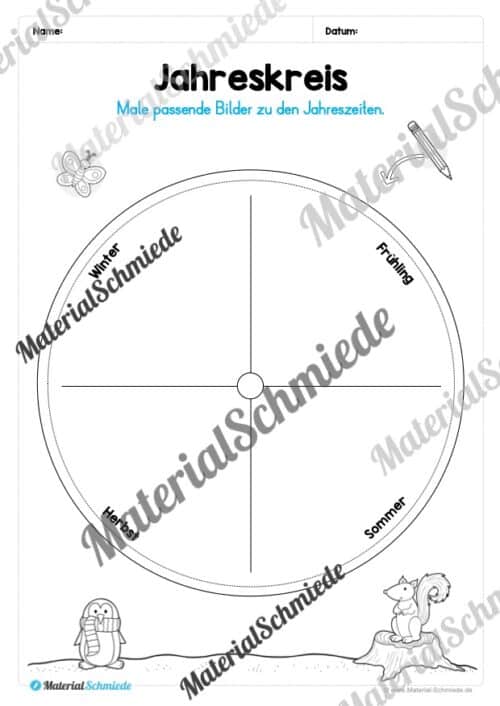 Kalender: Thema Jahreszeiten (Arbeitsblatt 07)
