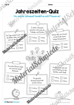 Kalender: Thema Jahreszeiten (Arbeitsblatt 09) Kalender: Thema Jahreszeiten (Arbeitsblatt 09)