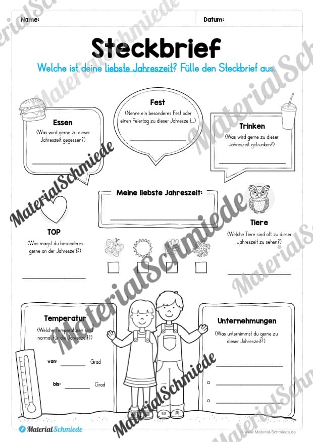 Kalender: Thema Jahreszeiten (Arbeitsblatt 11) Kalender: Thema Jahreszeiten (Arbeitsblatt 11)