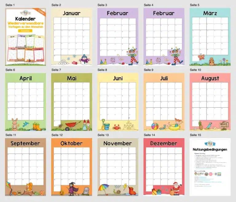 Kostenlos: Wiederverwendbare Kalender-Vorlagen zu den Monaten (Überblick) Kostenlos: Wiederverwendbare Kalender-Vorlagen zu den Monaten (Überblick)