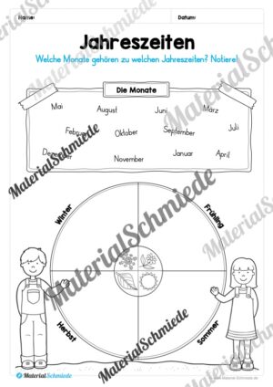 Arbeitsheft Kalender: Die 12 Monate (Arbeitsblatt 07) Arbeitsheft Kalender: Die 12 Monate (Arbeitsblatt 07)