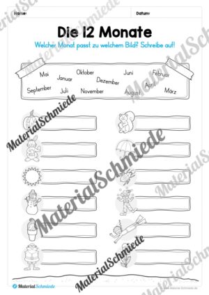 Arbeitsheft Kalender: Die 12 Monate (Arbeitsblatt 08) Arbeitsheft Kalender: Die 12 Monate (Arbeitsblatt 08)