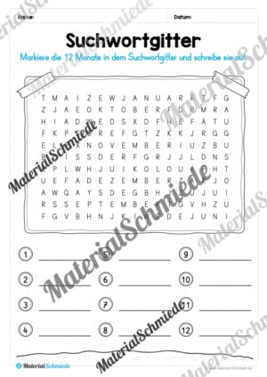 Arbeitsheft Kalender: Die 12 Monate (Arbeitsblatt 09) Arbeitsheft Kalender: Die 12 Monate (Arbeitsblatt 09)