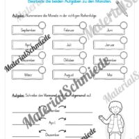 Arbeitsheft Kalender: Die 12 Monate (Arbeitsblatt 10)