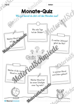 Arbeitsheft Kalender: Die 12 Monate (Arbeitsblatt 13) Arbeitsheft Kalender: Die 12 Monate (Arbeitsblatt 13)