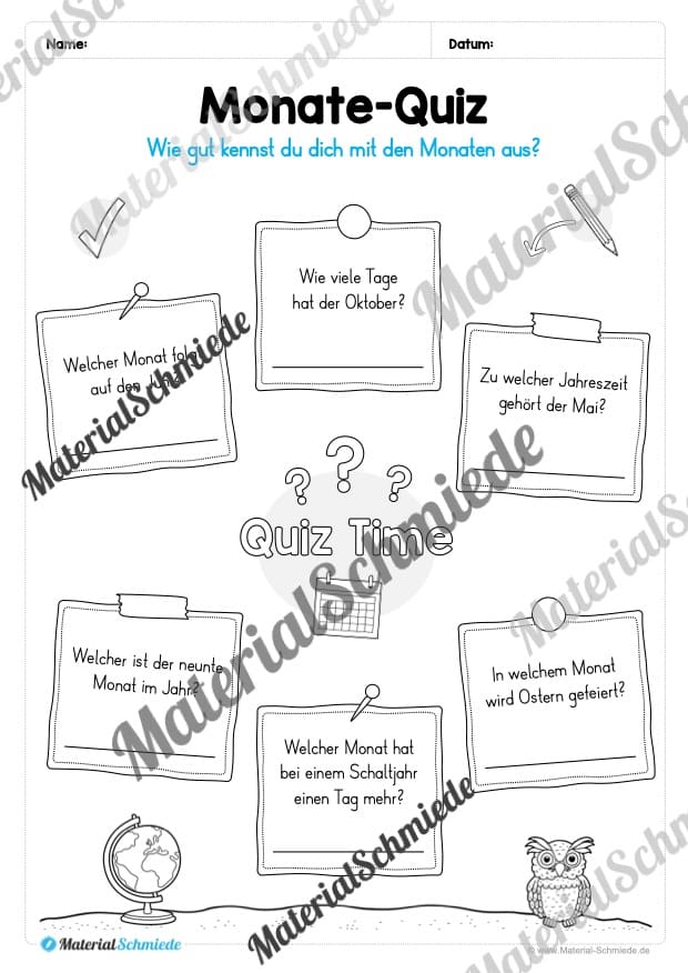 Arbeitsheft Kalender: Die 12 Monate (Arbeitsblatt 13) Arbeitsheft Kalender: Die 12 Monate (Arbeitsblatt 13)