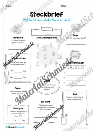 Arbeitsheft Kalender: Die 12 Monate (Arbeitsblatt 14) Arbeitsheft Kalender: Die 12 Monate (Arbeitsblatt 14)