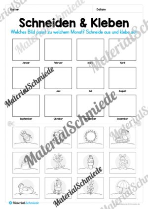 Arbeitsheft Kalender: Die 12 Monate (Arbeitsblatt 15) Arbeitsheft Kalender: Die 12 Monate (Arbeitsblatt 15)