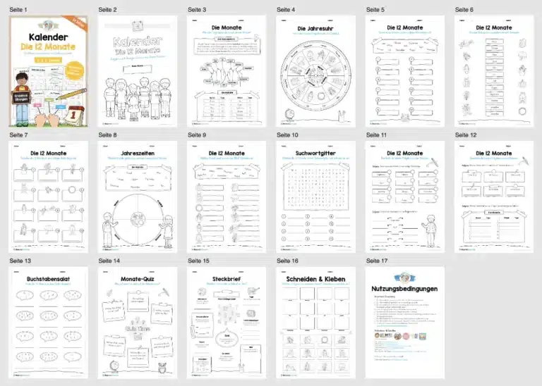 Arbeitsheft Kalender: Die 12 Monate (Überblick) Arbeitsheft Kalender: Die 12 Monate (Überblick)