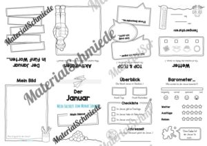 Faltheft: Monat Januar (ohne Linien)