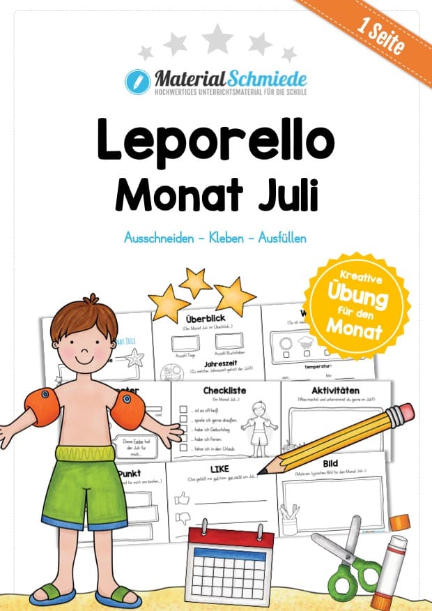 Leporello Monat Juli