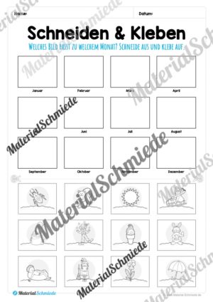 Kalender: Die 12 Monate (Schneiden & Kleben)