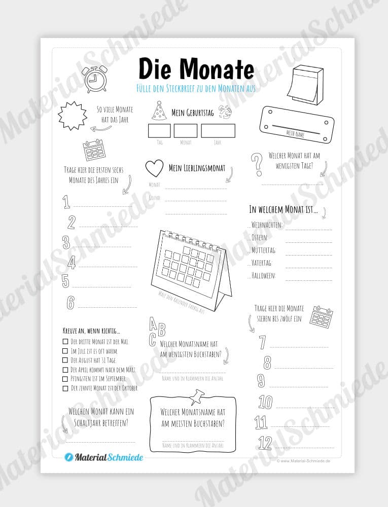 Steckbrief: Die 12 Monate