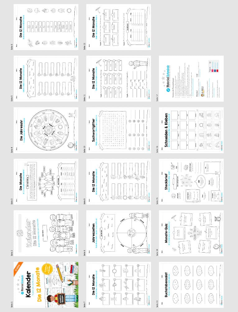 Kalender: Die 12 Monate (Überblick)