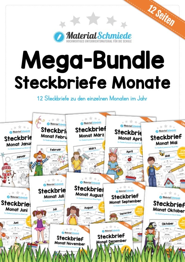 Mega-Bundle: 12 Steckbriefe zu den Monaten