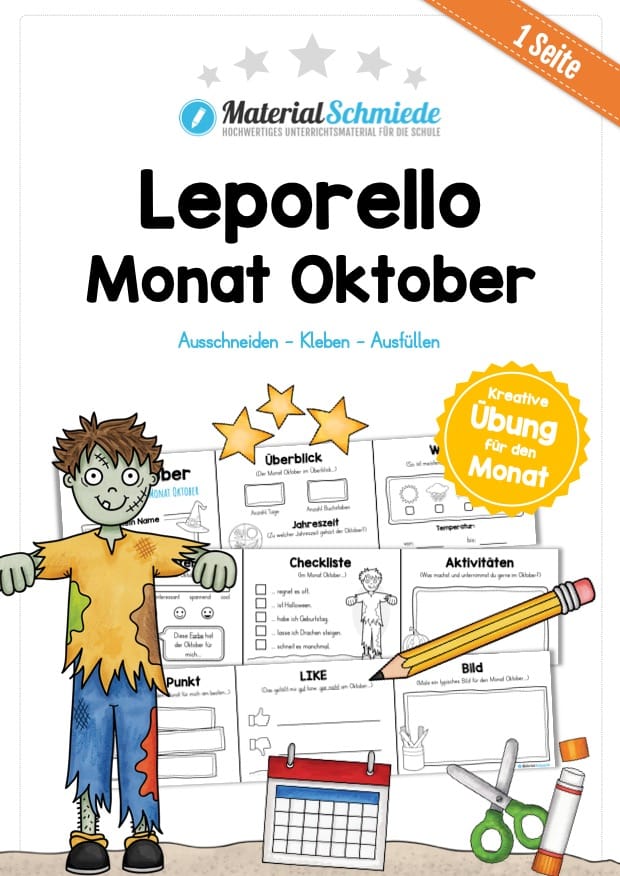 Leporello Monat Oktober