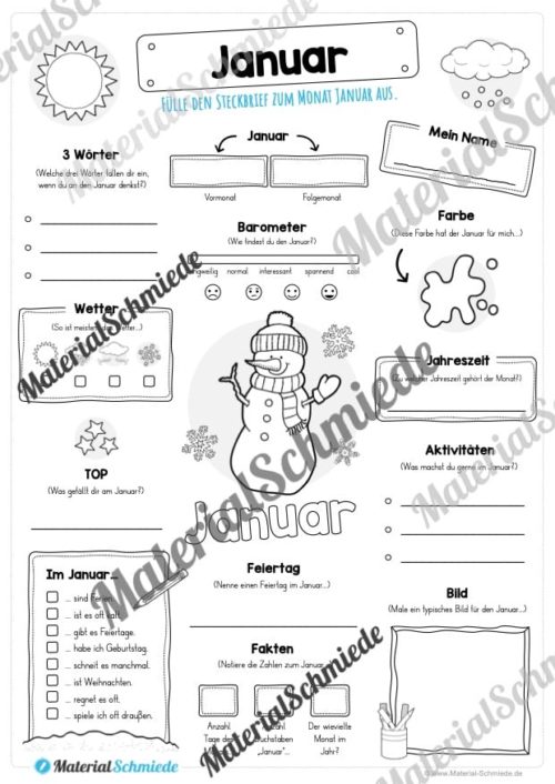 Steckbrief: Monat Januar (Vorschau)