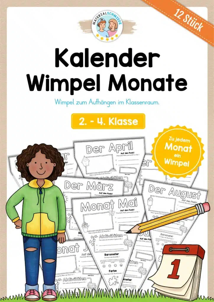 12 Wimpel zu den Monaten