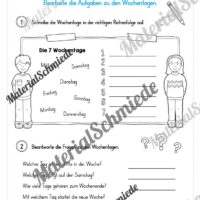 Kalender: Thema Wochentage (Arbeitsblatt 03)