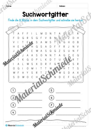 Kalender: Thema Wochentage (Arbeitsblatt 04)