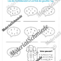 Kalender: Thema Wochentage (Arbeitsblatt 05)
