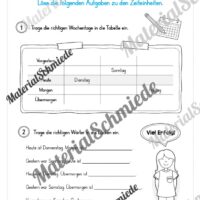 Kalender: Thema Wochentage (Arbeitsblatt 06)