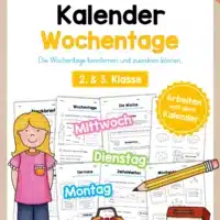 Kalender: Thema Wochentage (10 Arbeitsblätter)