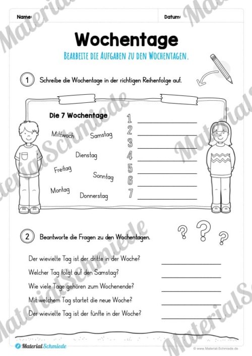 Kalender - Thema Wochentage (Vorschau 03)