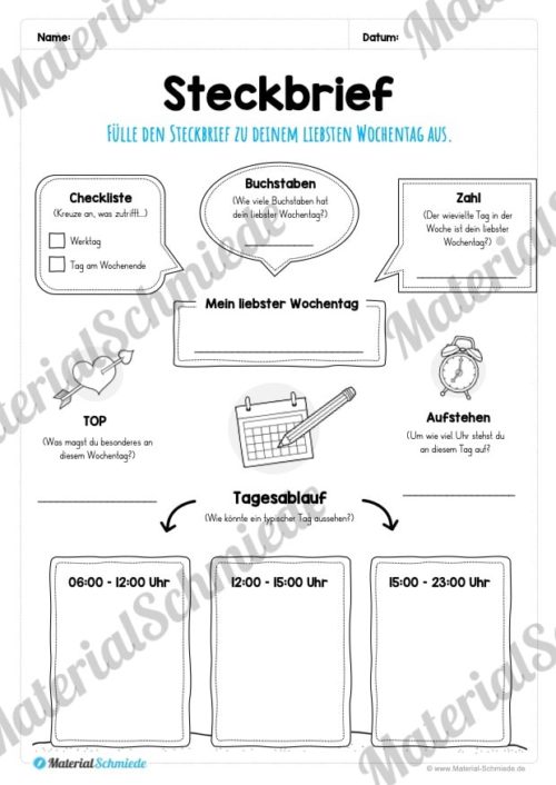 Kalender - Thema Wochentage (Vorschau 09)