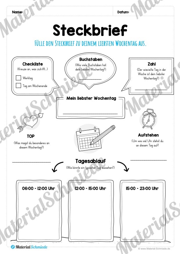 Kalender – Thema Wochentage (Vorschau 09)