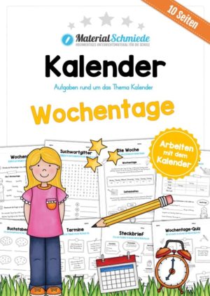 Kalender - Thema Wochentage (10 Arbeitsblätter)