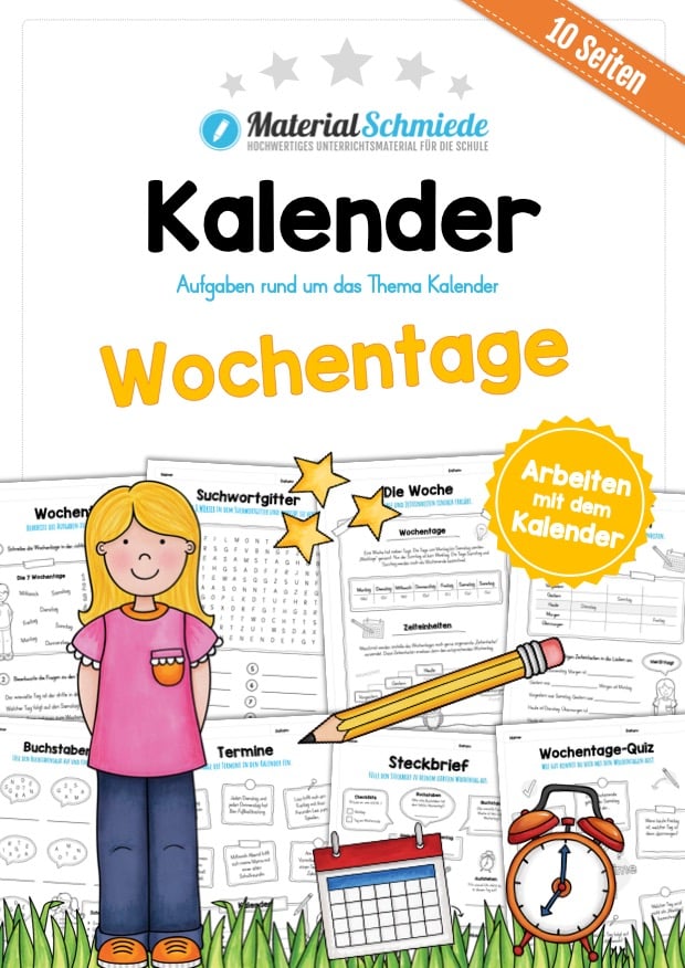 Kalender – Thema Wochentage (10 Arbeitsblätter)