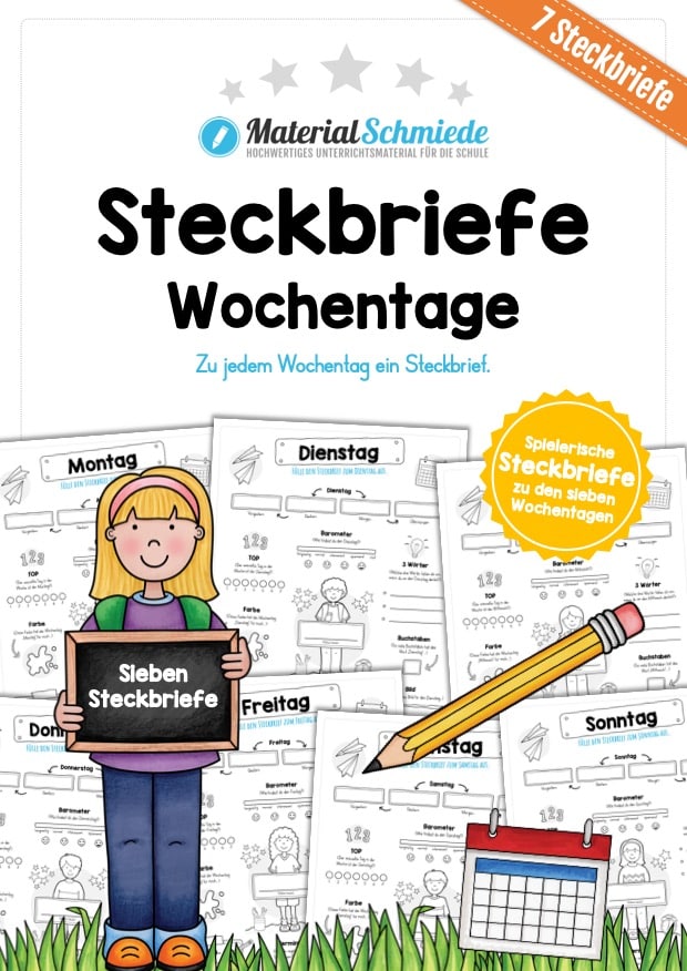 Bundle: Steckbriefe zu den 7 Wochentagen